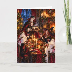 Cartes Pour Fêtes Annuelles Dîner de Noël de vampire et sorcière gothique Cree