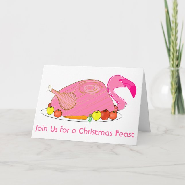 Cartes Pour Fêtes Annuelles Dîner de Noël Flamant rose amusant (Devant)