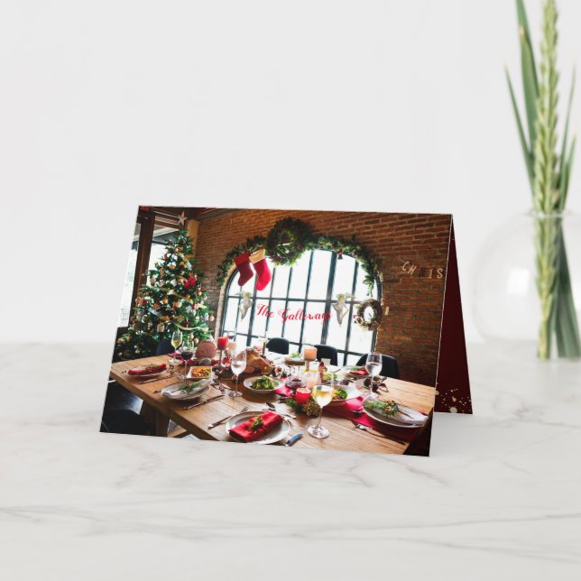 Cartes Pour Fêtes Annuelles Dîner de Noël Monogramme Alimentation Anges Tradit (Devant)