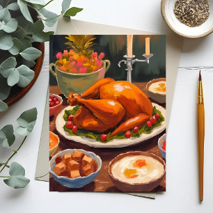 Cartes Pour Fêtes Annuelles Dîner de Thanksgiving 