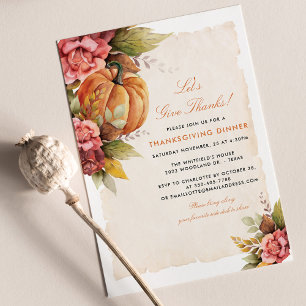 Cartes Pour Fêtes Annuelles Dîner de Thanksgiving Fleur de Citrouille