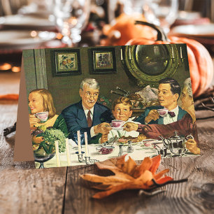 Cartes Pour Fêtes Annuelles Dîner de Thanksgiving Vintage en Famille
