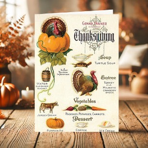 Cartes Pour Fêtes Annuelles Dîner de Thanksgiving Vintage Grand Foods