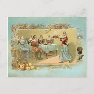 Cartes Pour Fêtes Annuelles Dîner vintage Premier Thanksgiving