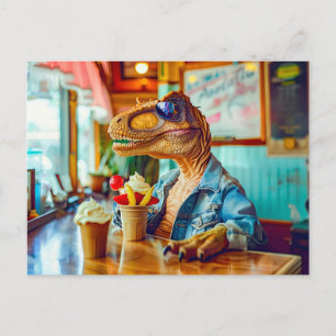 Cartes Pour Fêtes Annuelles Dino Manger de la glace au Café