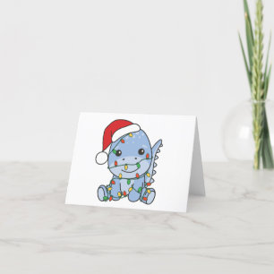 Cartes Pour Fêtes Annuelles Dino Noël Animaux d'hiver Dinos de vacances