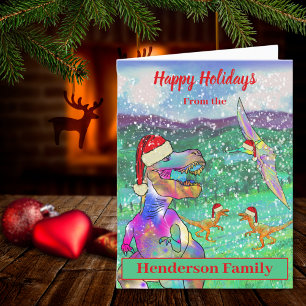 Cartes Pour Fêtes Annuelles Dinosaur Noël T Rex Père Noël Personnalisé