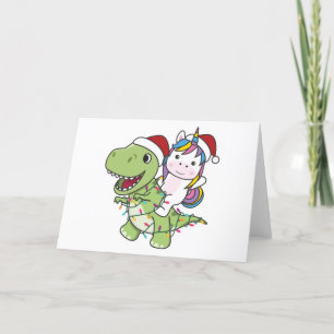 Cartes Pour Fêtes Annuelles Dinosaur Noël Unicorne Hiver T-Rex Dino