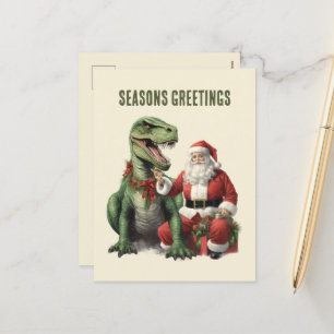 Cartes Pour Fêtes Annuelles Dinosaure aquarelle Noël Père Noël