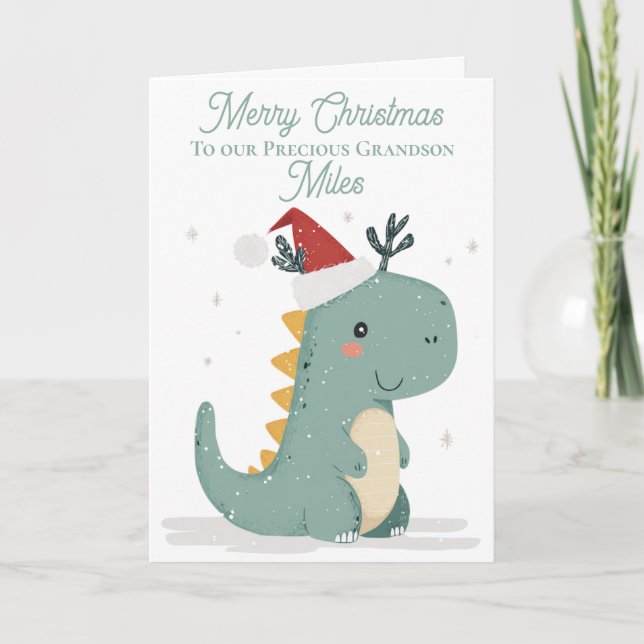 Cartes Pour Fêtes Annuelles #Dinosaure de Noël personnalisés (Devant)