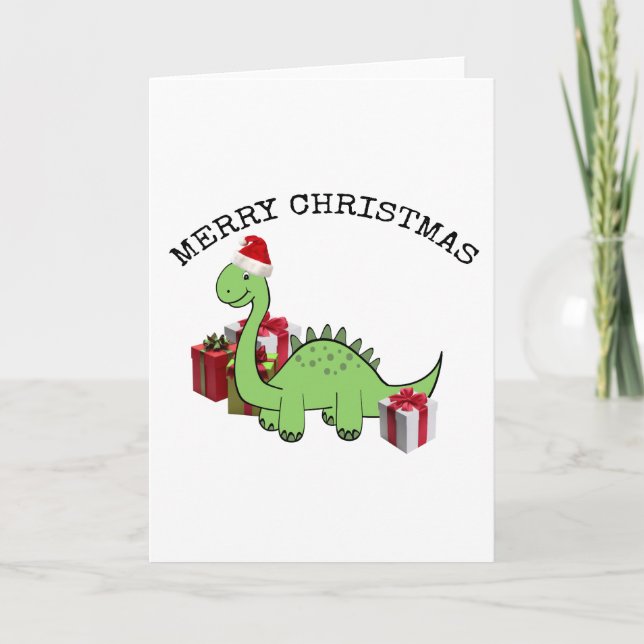 Cartes Pour Fêtes Annuelles Dinosaure drôle mignon de Père Noël de Noël (Devant)