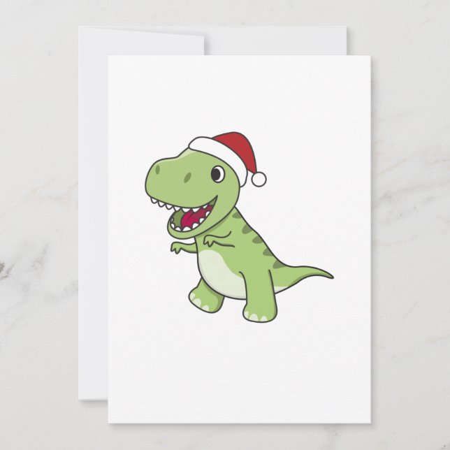 Cartes Pour Fêtes Annuelles Dinosaure Noël Neige hiver T-Rex Dino Adult Cl (Devant)