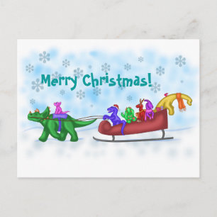 Cartes Pour Fêtes Annuelles Dinosaure Sleigh Ride