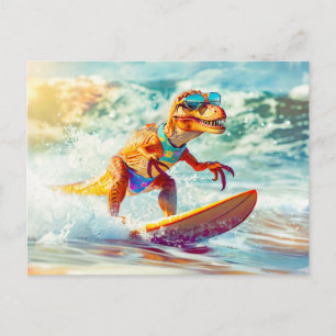 Cartes Pour Fêtes Annuelles Dinosaure Surfing Big Wave