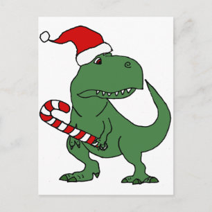 Cartes Pour Fêtes Annuelles Dinosaure T-rex mignon à Santa Hat