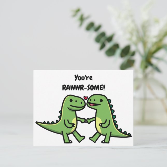 Cartes Pour Fêtes Annuelles Dinosaure valentines (Debout devant)