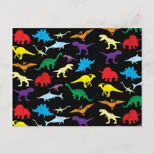 Cartes Pour Fêtes Annuelles Dinosaures colorés Aquarelle Enfants Motif (Devant)