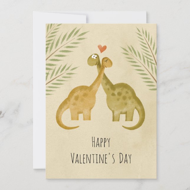 Cartes Pour Fêtes Annuelles Dinosaures d'amour du coeur Heureuse Sainte-Valent (Devant)