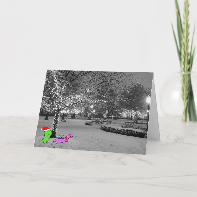 Cartes Pour Fêtes Annuelles Dinosaures dans la neige, Université de Chicago (Devant)