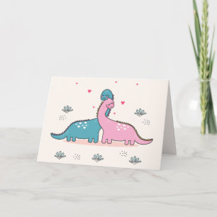 Cartes Pour Fêtes Annuelles Dinosaures dans l'amour Valentines