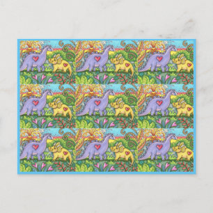 CARTES POUR FÊTES ANNUELLES DINOSAURES PRÉHISTORIQUES COLORÉS, AMIS DINO MIGNO