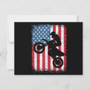 Cartes Pour Fêtes Annuelles Dirt Vélo Drapeau Américain Motocross Vélo Hommes 