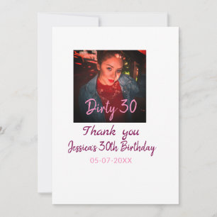 Cartes Pour Fêtes Annuelles Dirty 30 Anniversaire ajouter nom rose ajouter dat