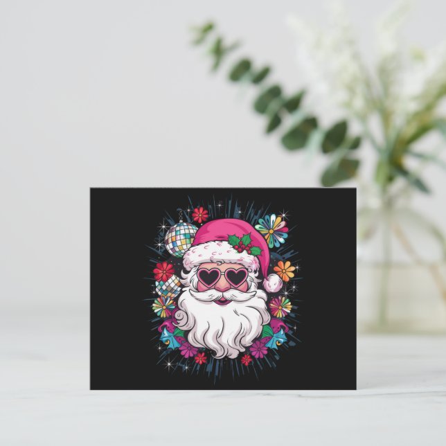 Cartes Pour Fêtes Annuelles Disco Rose Père Noël Noël Fête de Noël Drôle (Debout devant)