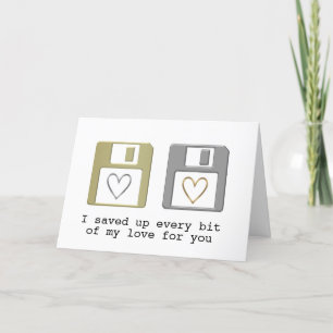 Cartes Pour Fêtes Annuelles Disquette Coeur de disque Valentine's Day Geek inf