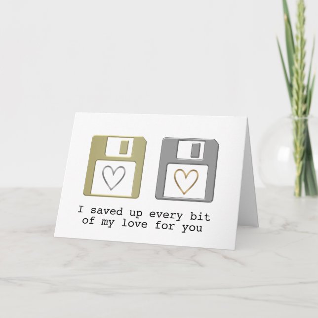 Cartes Pour Fêtes Annuelles Disquette Coeur de disque Valentine's Day Geek inf (Devant)