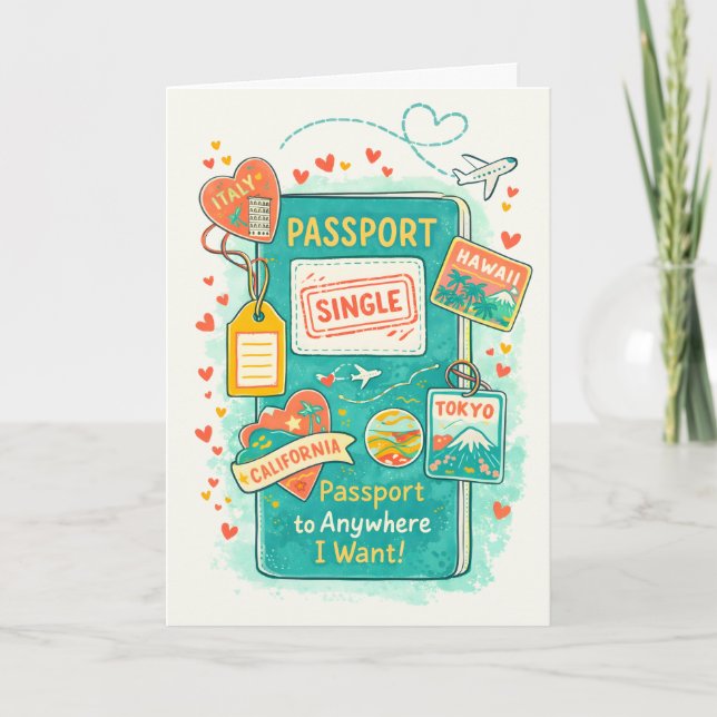 Cartes Pour Fêtes Annuelles Divorce celebration passport to anywhere (Devant)