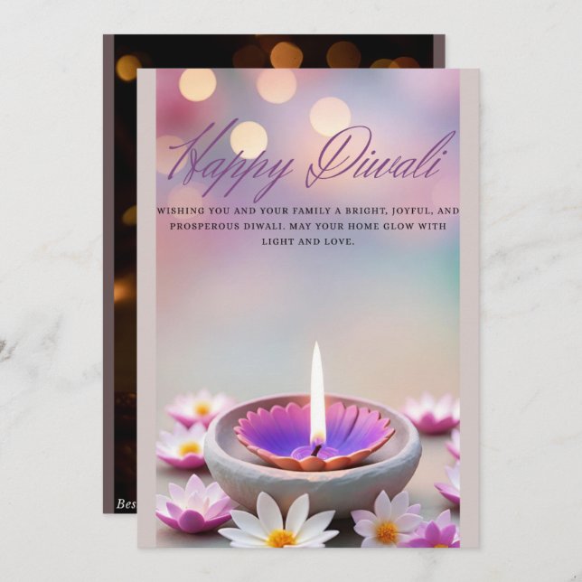 Cartes Pour Fêtes Annuelles Diwali  (Devant / Derrière)