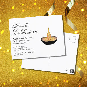 Cartes Pour Fêtes Annuelles Diwali Célébration Diya flamme Élégante