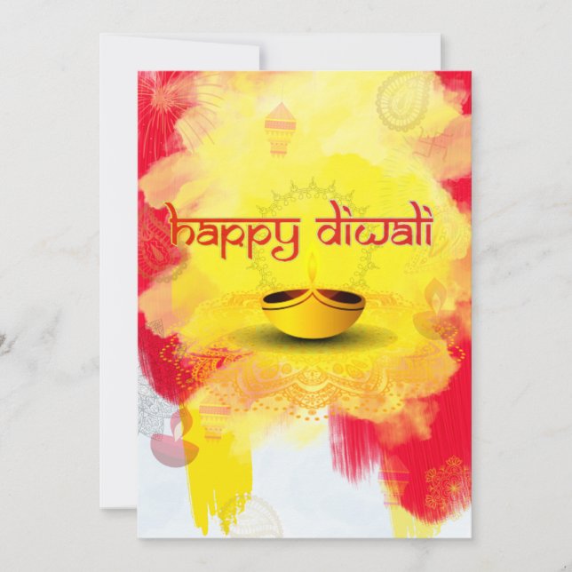 Cartes Pour Fêtes Annuelles Diwali salue avec Diya dans le budget (Devant)