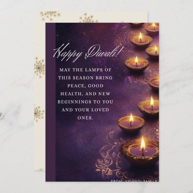 Cartes Pour Fêtes Annuelles Diwali Season (Devant / Derrière)