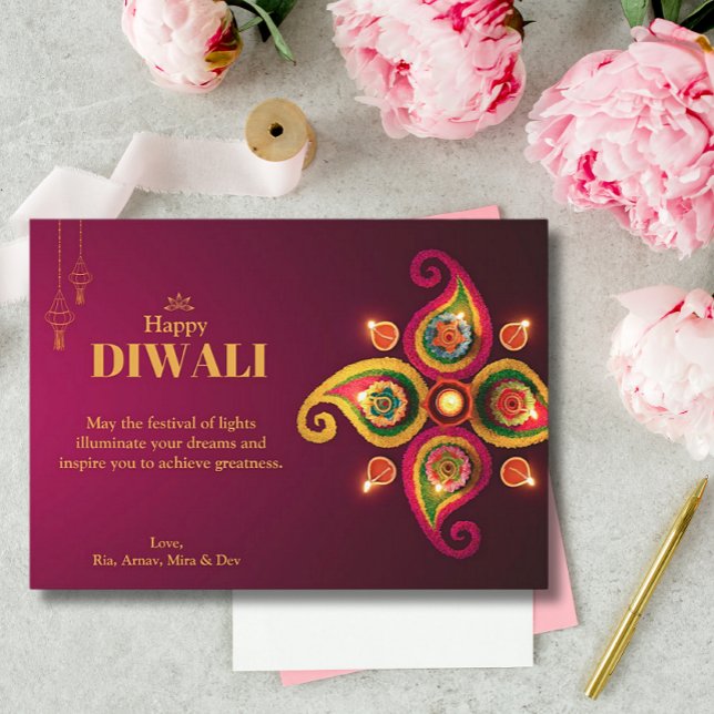 Cartes Pour Fêtes Annuelles Diwali Yellow Mandala Lamp Salutation (Créateur téléchargé)