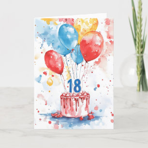 Cartes Pour Fêtes Annuelles Dix-huit gâteau d'anniversaire coloré