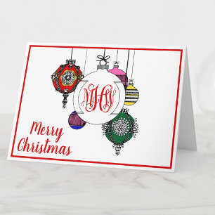 Cartes Pour Fêtes Annuelles do-it-yourself BG Xmas Ornements Red Vine Monogram