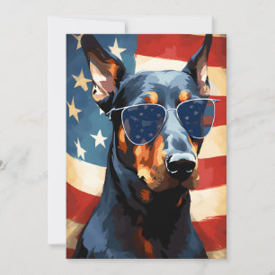 Cartes Pour Fêtes Annuelles Doberman 4 juillet fête de l'indépendance