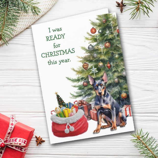 Cartes Pour Fêtes Annuelles Doberman Doberman Pinscher Chien prêt pour Noël (Créateur téléchargé)