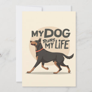 Cartes Pour Fêtes Annuelles Doberman "Mon Chien Dirige Ma Vie" Art Sport Rétro