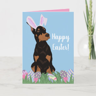 Cartes Pour Fêtes Annuelles Doberman Pinscher Bunny de Pâques