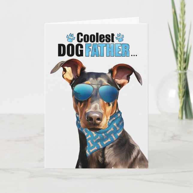 Cartes Pour Fêtes Annuelles Doberman Pinscher Chien Coolest Papa Fête des père (Devant)