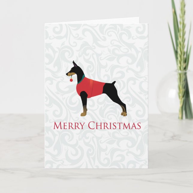 Cartes Pour Fêtes Annuelles Doberman Pinscher Chien Joyeux Noël Design (Devant)