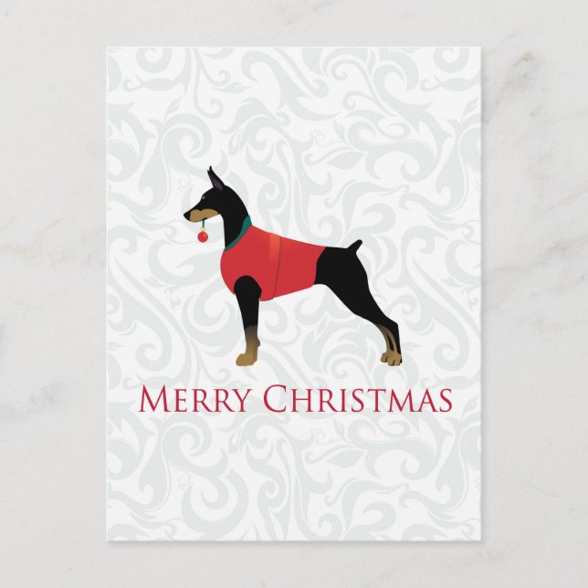 Cartes Pour Fêtes Annuelles Doberman Pinscher Chien Joyeux Noël Design (Devant)