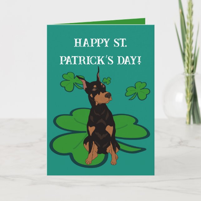 Cartes Pour Fêtes Annuelles Doberman Pinscher Saint-Patrick (Devant)