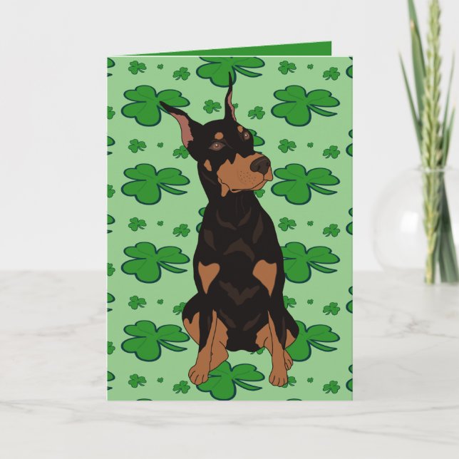 Cartes Pour Fêtes Annuelles Doberman Pinscher Saint-Patrick  (Devant)