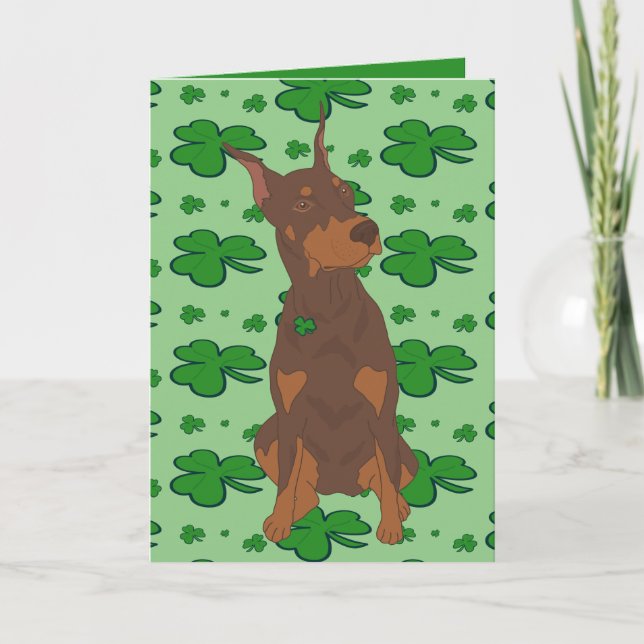 Cartes Pour Fêtes Annuelles Doberman Pinscher Saint-Patrick (Devant)