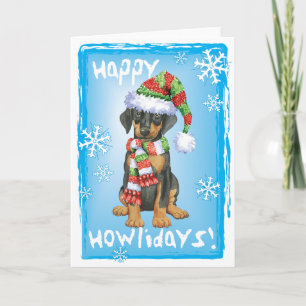 Cartes Pour Fêtes Annuelles Dobermann heureux de Howliday