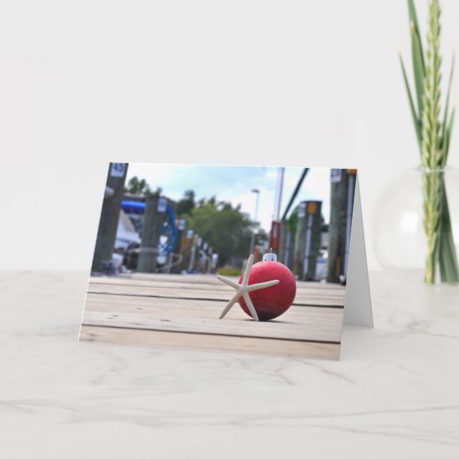 Cartes Pour Fêtes Annuelles Dock nautique avec ornements (Devant)